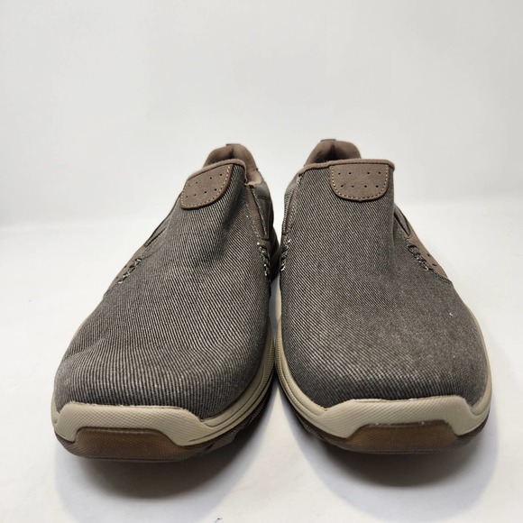 Skechers Skech Air Elment Legon Slip Loafers Moc Mens 9 Taupe Brown Canvas Shoes - Picture 4 of 9